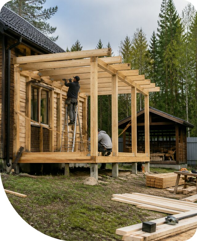 Строительство пристроек и построек на участке в Черняховске